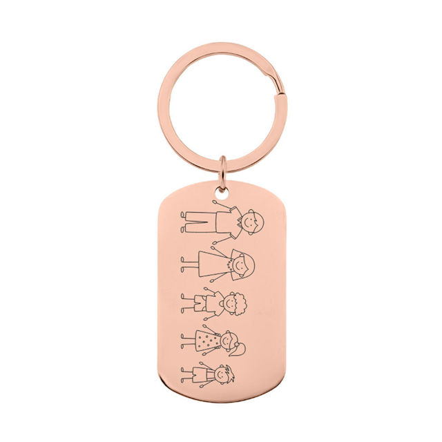 Picture of Custom Family Keychain - Personalized Keychain with Cute Family Figures - Gift for Father's Day and Mother's Day