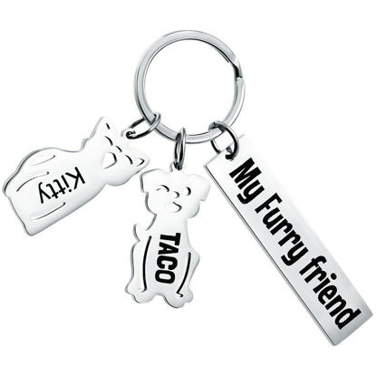 Picture of Custom Pet Keychain - Personalized Keychain with Charms and Text - Gift for Pet Person