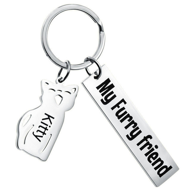 Picture of Custom Pet Keychain - Personalized Keychain with Charms and Text - Gift for Pet Person