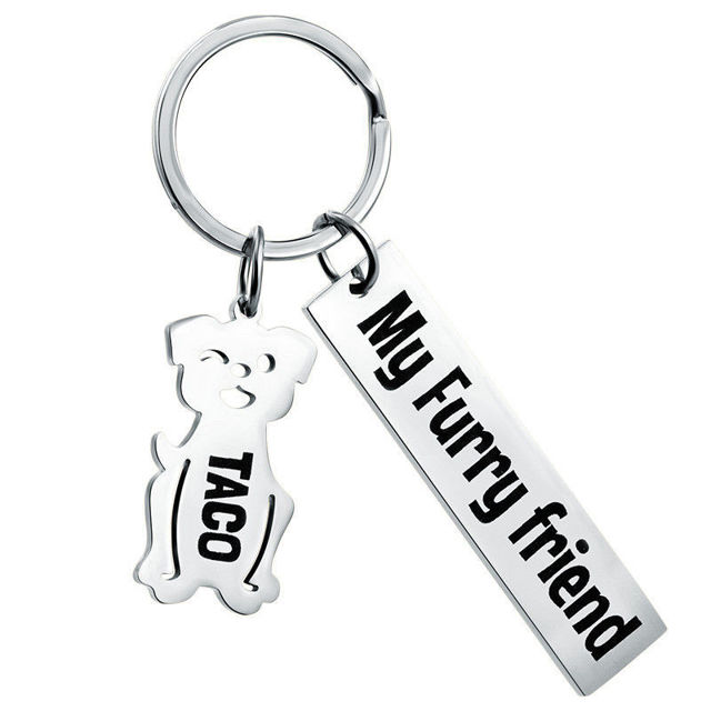 Picture of Custom Pet Keychain - Personalized Keychain with Charms and Text - Gift for Pet Person