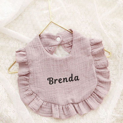 Picture of Custom Embroidered Bibs - Custom Ruffled Bibs - Personalized Baby Cotton Bibs