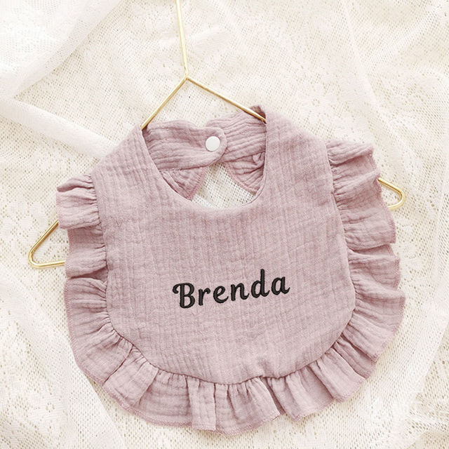 Picture of Custom Embroidered Bibs - Custom Ruffled Bibs - Personalized Baby Cotton Bibs