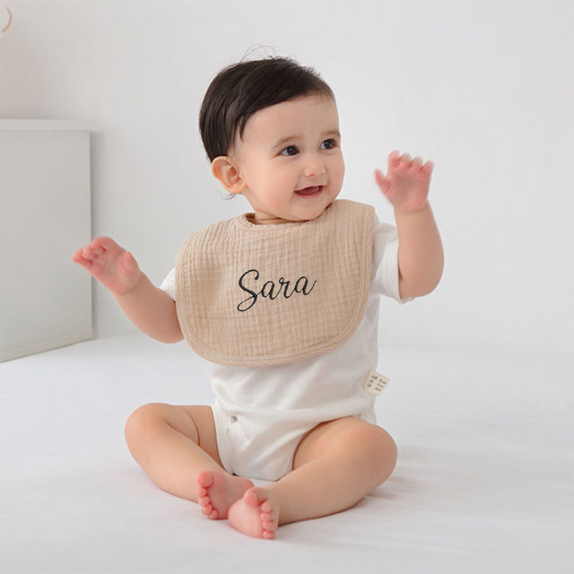 Picture of Custom baby bibs - Custom embroidered baby bibs - Custom absorbent U-shaped bibs