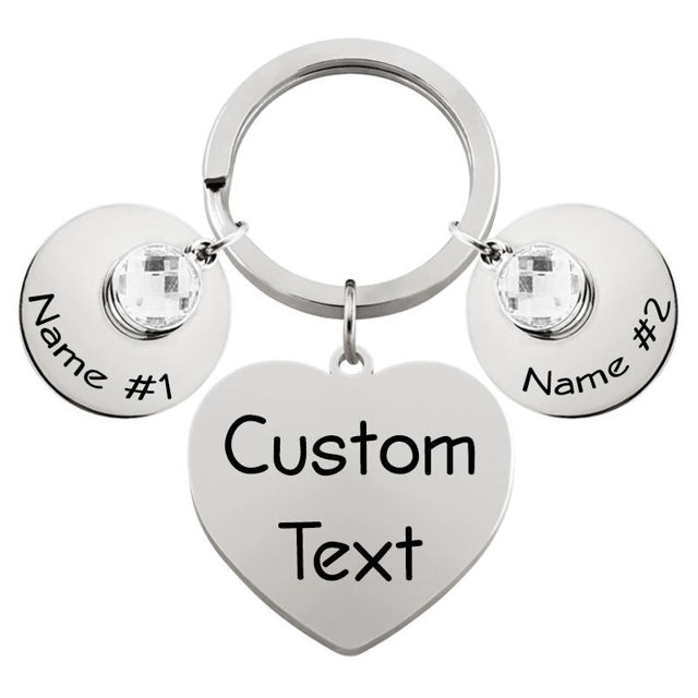 Picture of Custom Heart Keychain - Personalized Keychain with Multiple Texts - Gift for Birthday