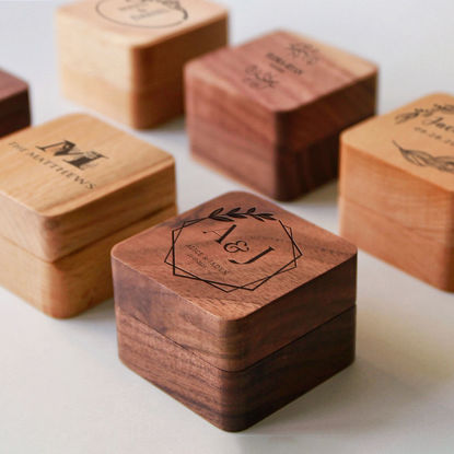 Picture of Custom Wooden Wedding Ring Box - Personalized Ring Box for Wedding or Proposal