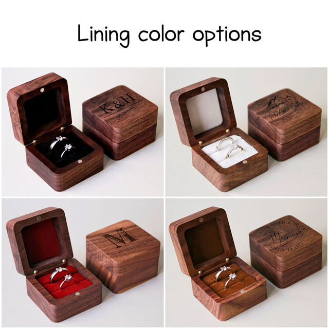 Picture of Custom Wooden Wedding Ring Box - Personalized Ring Box for Wedding or Proposal