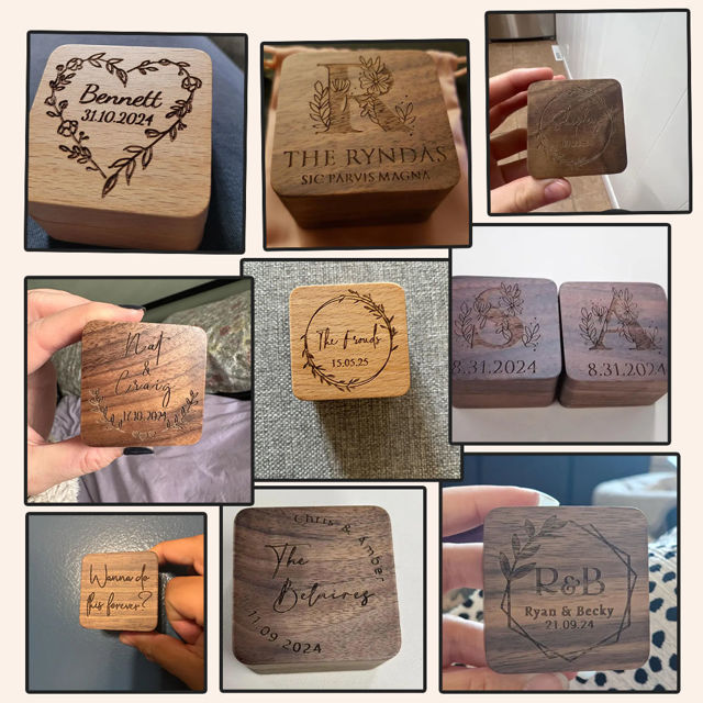 Picture of Custom Wooden Wedding Ring Box - Personalized Ring Box for Wedding or Proposal