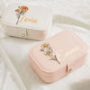 Picture of Custom Birth Flower Travel Jewelry Case - Personalized Travel box for Rings Earrings and Necklace