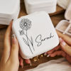 Picture of Custom Birth Flower Travel Jewelry Box - Personalized Small Travel case - Bridesmaid Gift - Wedding Gift