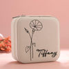 Picture of Custom Birth Flower Travel Jewelry Box - Personalized Small Travel case - Bridesmaid Gift - Wedding Gift