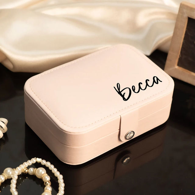 Picture of Custom Travel Jewelry Case - Personalized Travel box with Name -  Bridesmaid Gift