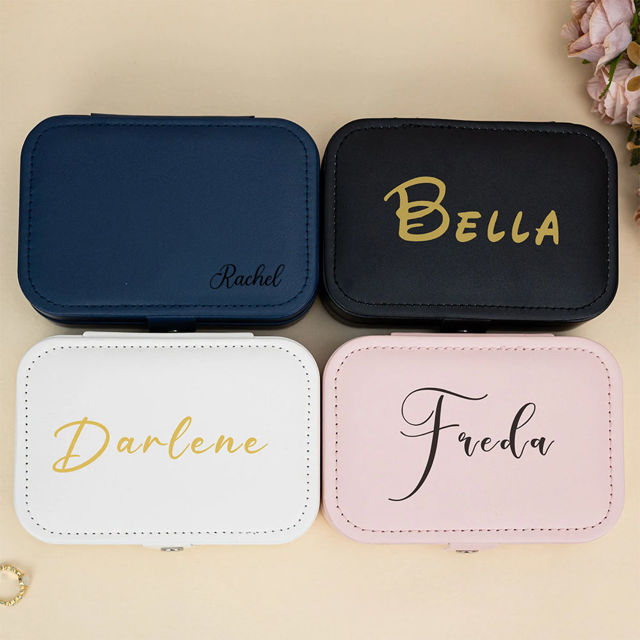 Picture of Custom Travel Jewelry Case - Personalized Travel box with Name -  Bridesmaid Gift