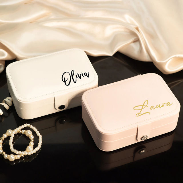 Picture of Custom Travel Jewelry Case - Personalized Travel box with Name -  Bridesmaid Gift