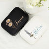 Picture of Custom Birth Flower Travel Jewelry Case - Personalized Travel box for Rings Earrings and Necklace