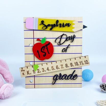 Picture of Custom First/Last Day to School Sign - Interchangeable Back to School  Sign for Kids - Wooden School Gift