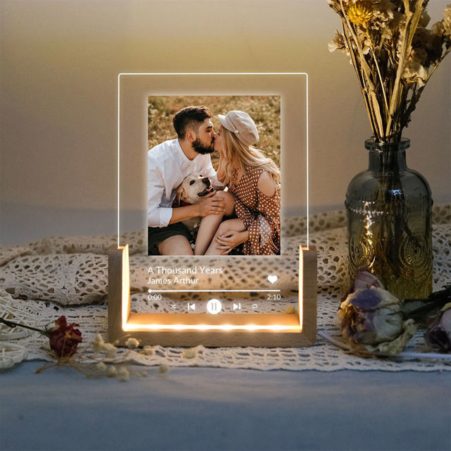 Picture of Personalised Acrylic Song Plaque Night Lights - Custom Photo Night Lamp - Valentine's Day Gift