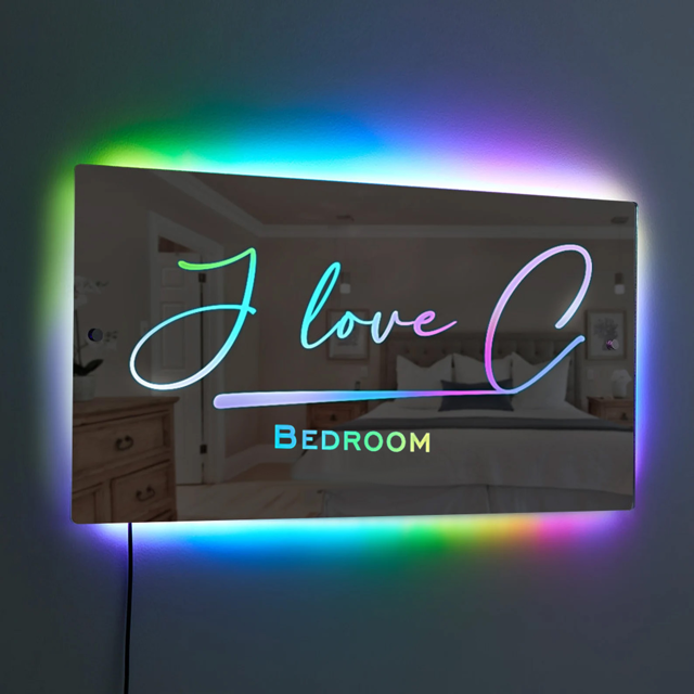 Picture of Personalized Name LED Neon Mirror | Custom Illuminated Name Mirror Sign | Cool Bedroom Decoration or Party Decoration