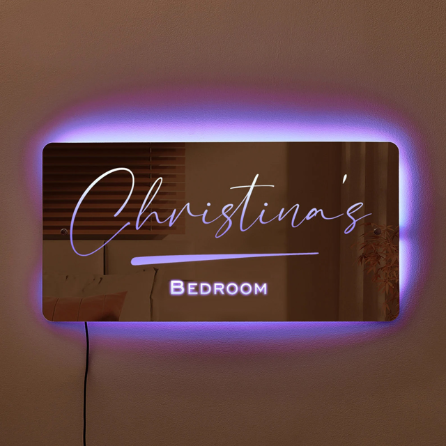 Picture of Personalized Name LED Neon Mirror | Custom Illuminated Name Mirror Sign | Cool Bedroom Decoration or Party Decoration