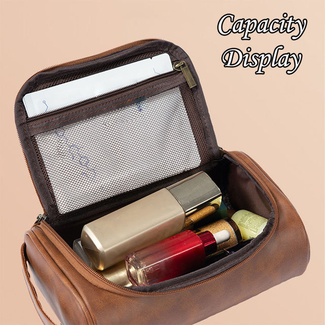 Picture of Personalized Groomsmen Gifts - Custom Leather Toiletry Bag - Travel Bag for Men - Birthday Gift