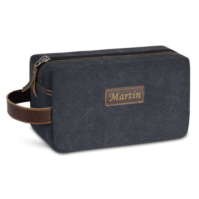 Picture of Men's Custom Canvas Toiletry Bag - Personalized Groomsmen Gifts - Travel Bag For Men