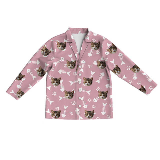 Picture of Custom long sleeve pajamas - Custom cat face pajamas - Custom cat face colorful long sleeve pajamas