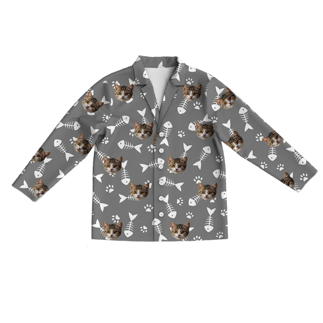 Picture of Custom long sleeve pajamas - Custom cat face pajamas - Custom cat face colorful long sleeve pajamas