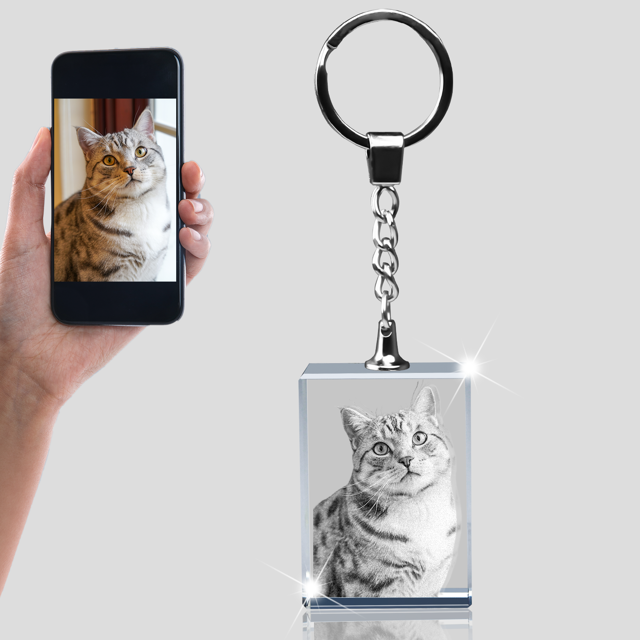 Picture of Personalized 2D or 3D Crystal Photo Keychain Gift in Rectangle