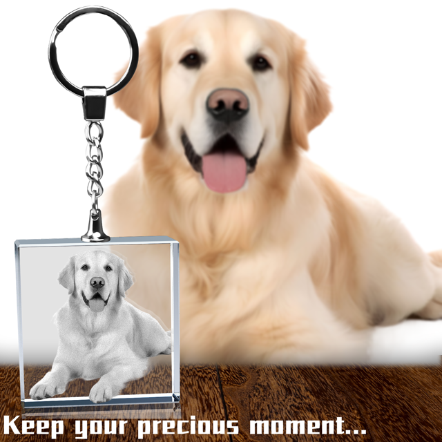 Picture of Personalized 2D or 3D Crystal Photo Keychain Gift in Square