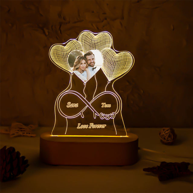 Picture of Custom Photo Night Light Custom Heart Balloon Photo Night Light Personalized It With Couple Names and Anniversary Date