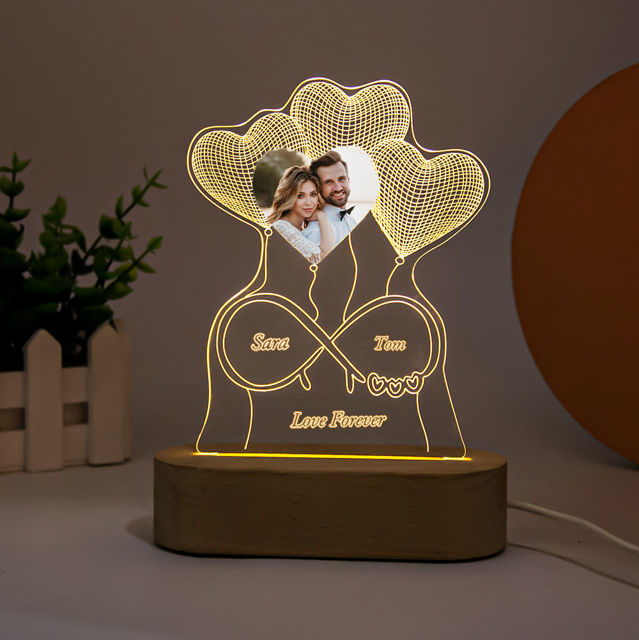 Picture of Custom Photo Night Light Custom Heart Balloon Photo Night Light Personalized It With Couple Names and Anniversary Date