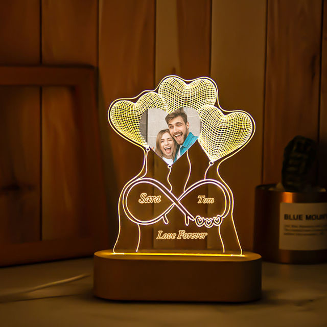 Picture of Custom Photo Night Light Custom Heart Balloon Photo Night Light Personalized It With Couple Names and Anniversary Date