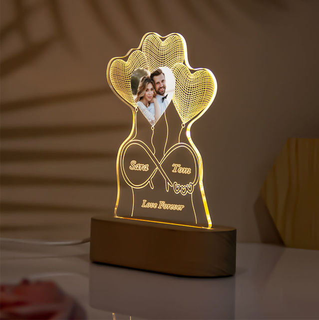 Picture of Custom Photo Night Light Custom Heart Balloon Photo Night Light Personalized It With Couple Names and Anniversary Date