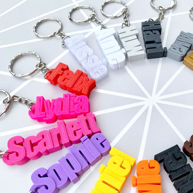 Picture of Custom 3D Name Keyring - Personalized Keychain with 3D Printed Name Pendant - School Bag Name Tag