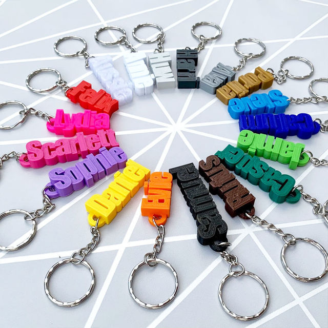 Picture of Custom 3D Name Keyring - Personalized Keychain with 3D Printed Name Pendant - School Bag Name Tag