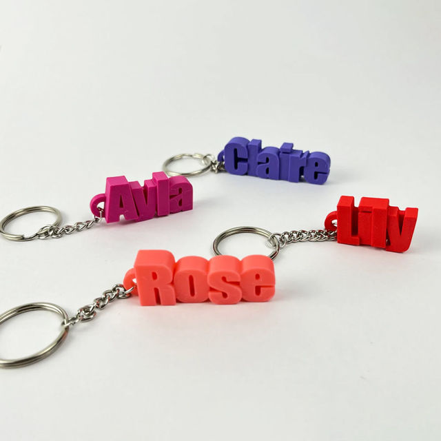 Picture of Custom 3D Name Keyring - Personalized Keychain with 3D Printed Name Pendant - School Bag Name Tag