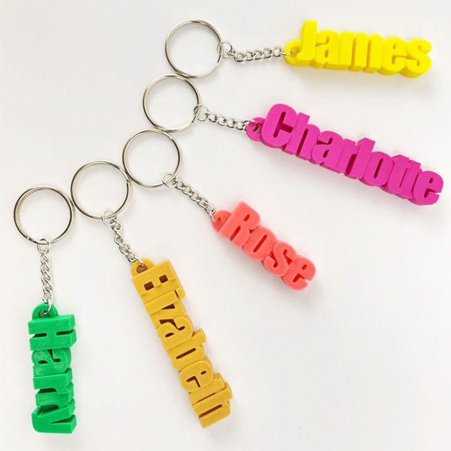 Picture of Custom 3D Name Keyring - Personalized Keychain with 3D Printed Name Pendant - School Bag Name Tag