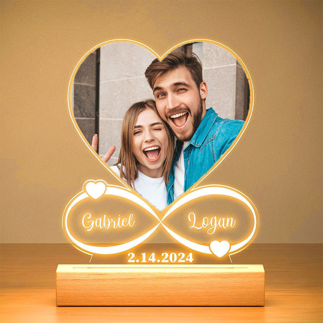 Picture of Personalised Heart Shaped Photo Anniversary Night Light - Custom Photo Night Lamp - Valentine's Day Gift