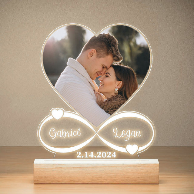 Picture of Personalised Heart Shaped Photo Anniversary Night Light - Custom Photo Night Lamp - Valentine's Day Gift