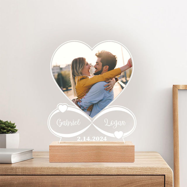 Picture of Personalised Heart Shaped Photo Anniversary Night Light - Custom Photo Night Lamp - Valentine's Day Gift