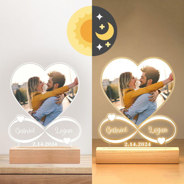 Picture of Personalised Heart Shaped Photo Anniversary Night Light - Custom Photo Night Lamp - Valentine's Day Gift