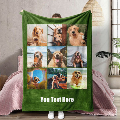 Picture of Custom Photo Blanket with Text - Personalized Family Blanket with 9 Photos - Make Your Own Blankets - Best Gifts for Family