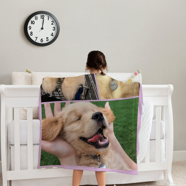 Picture of Custom Photo Blanket - Personalized Family Blanket with 3 Photos - Make Your Own Blankets - Best Gifts for Family