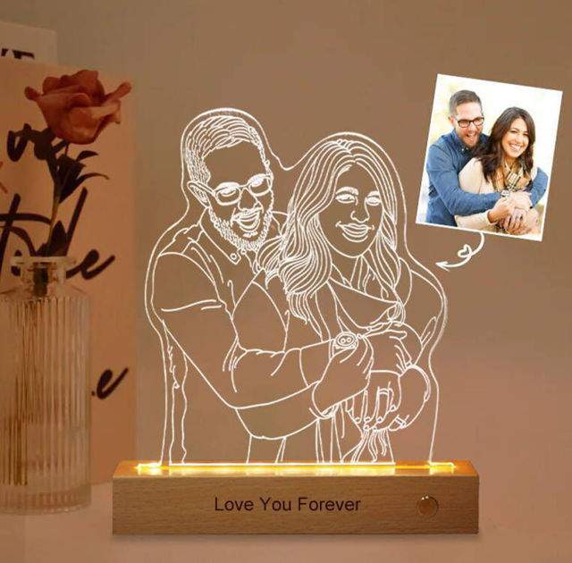 Picture of Custom Sketch Photo Night Light w/ Personalized Photo as Best Anniversary, Valentine's Day or Christmas Gift