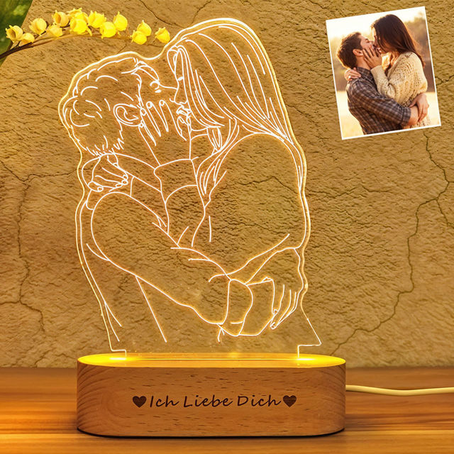 Picture of Custom Sketch Photo Night Light w/ Personalized Photo as Best Anniversary, Valentine's Day or Christmas Gift