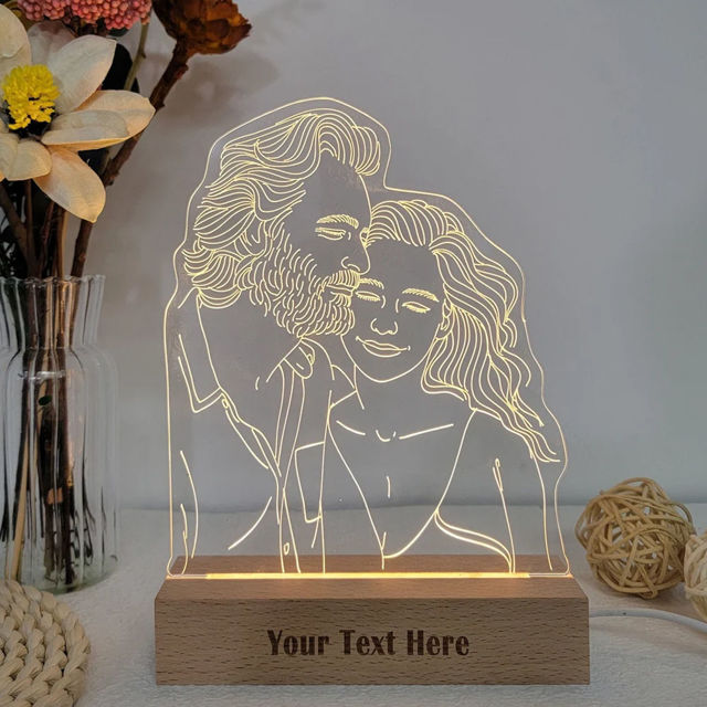 Picture of Custom Sketch Photo Night Light w/ Personalized Photo as Best Anniversary, Valentine's Day or Christmas Gift