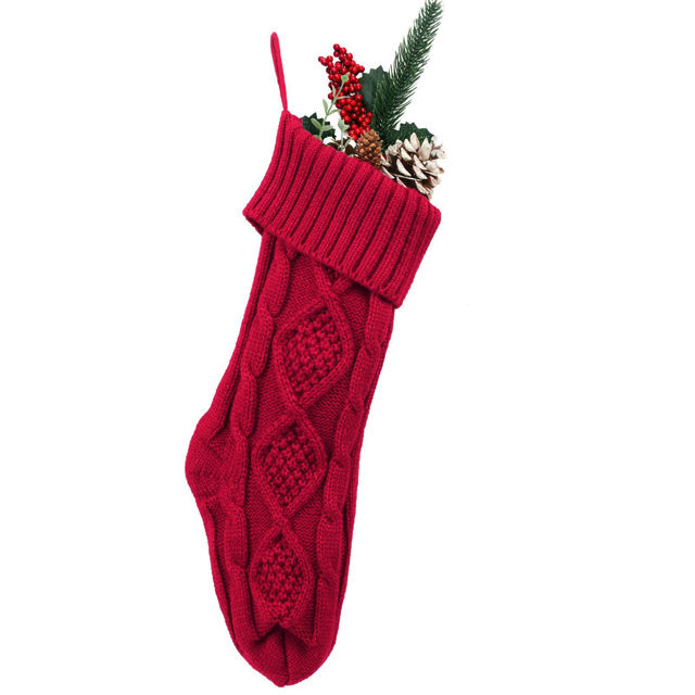 Picture of Personalized Embroidery Christmas Stocking - Custom Name Family Christmas Stocking - Knitted Xmas Stocking