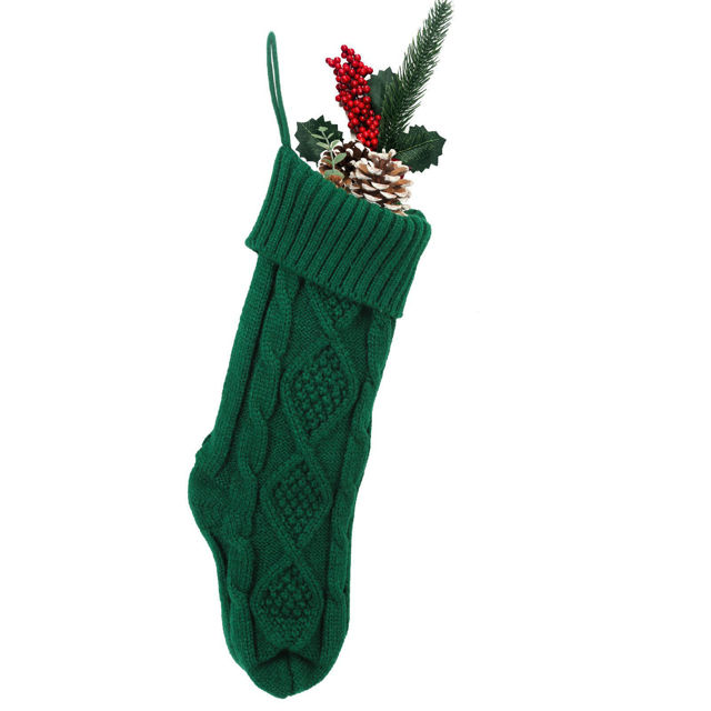 Picture of Personalized Embroidery Christmas Stocking - Custom Name Family Christmas Stocking - Knitted Xmas Stocking