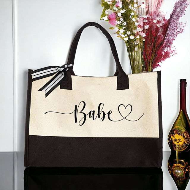 Picture of Custom Name Tote Bag - Personalized Canvas Tote Bag -  Bridesmaid Gift