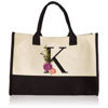 Picture of Custom Canvas Tote Bag with Flower - Personalized  Name Tote Bag -  Bridesmaid Gift