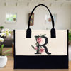 Picture of Custom Canvas Tote Bag with Flower - Personalized  Name Tote Bag -  Bridesmaid Gift